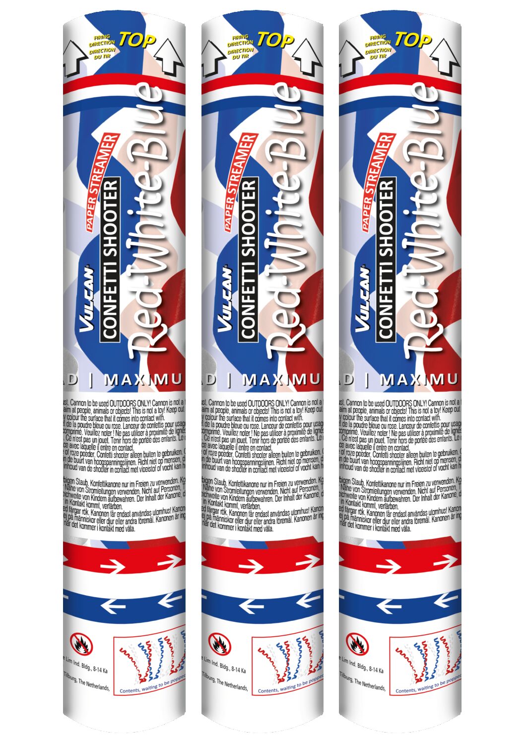 Confetti Shooter 30cm - Red/White/Blue