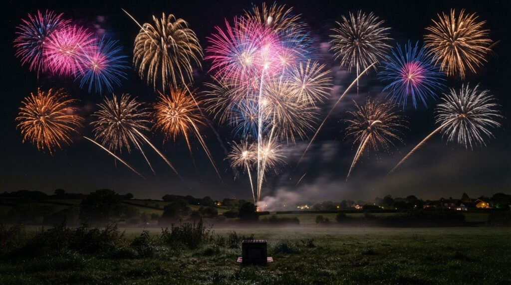 Long Lasting Firework Barrages: Effects, Contents and Duration